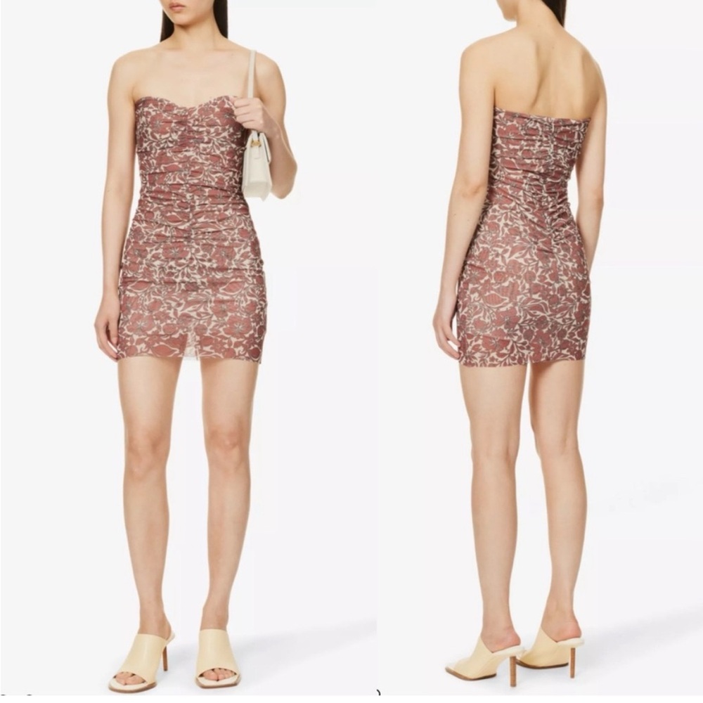 NWT Bec + Bridge Priya Floral Print Ruched Mini dress